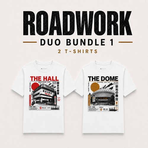 The Hall and The Dome white Japanese boxing T-shirt bundle